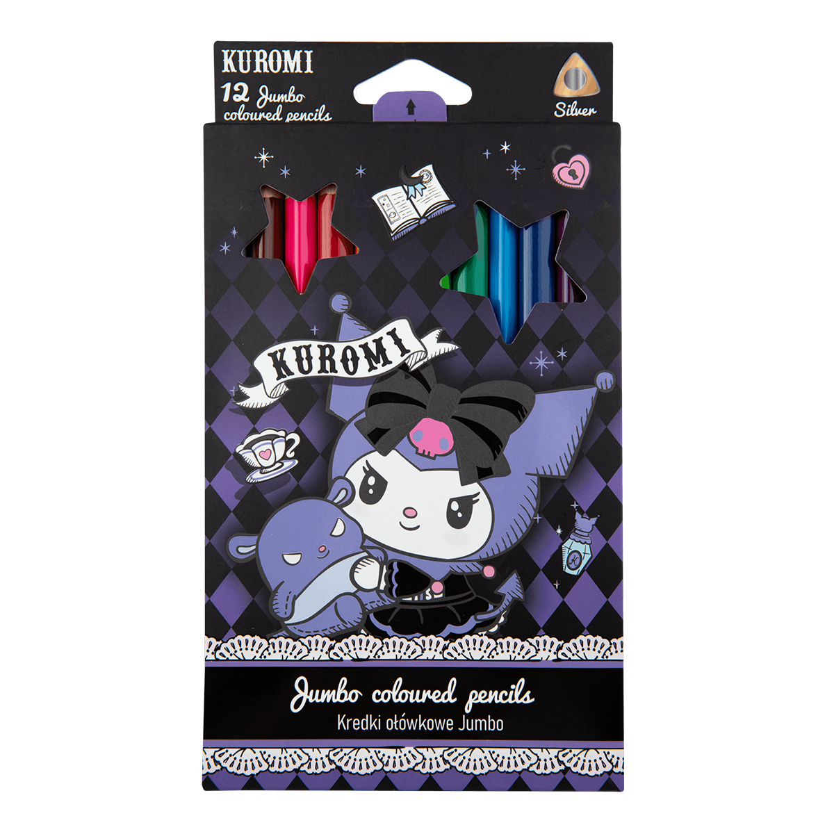 Trokutaste drvene bojice Colorino JUMBO Kuromi, 12 boja