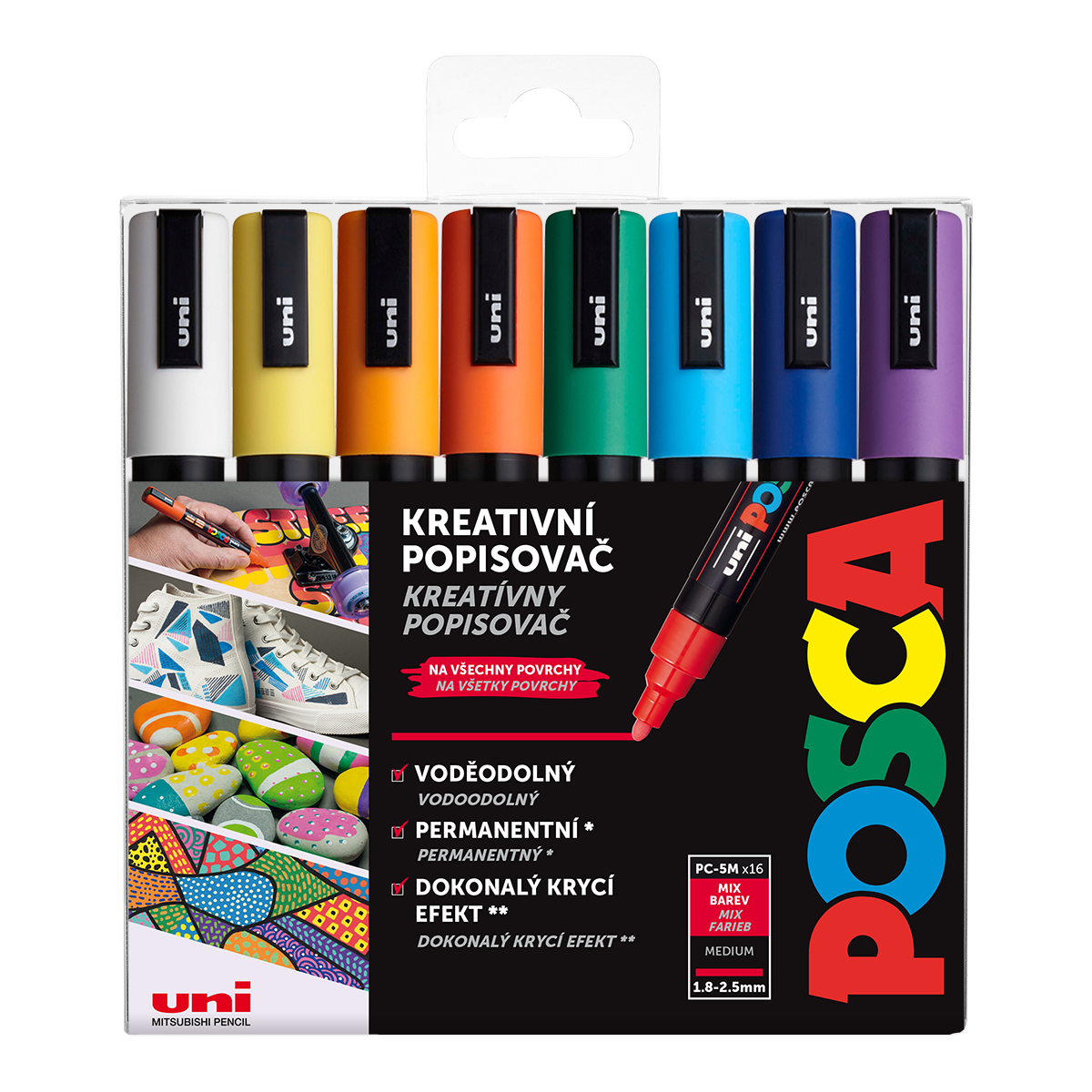 Posca set markera PC-5M, 1,8 – 2,5 mm, mix boja (16 kom)
