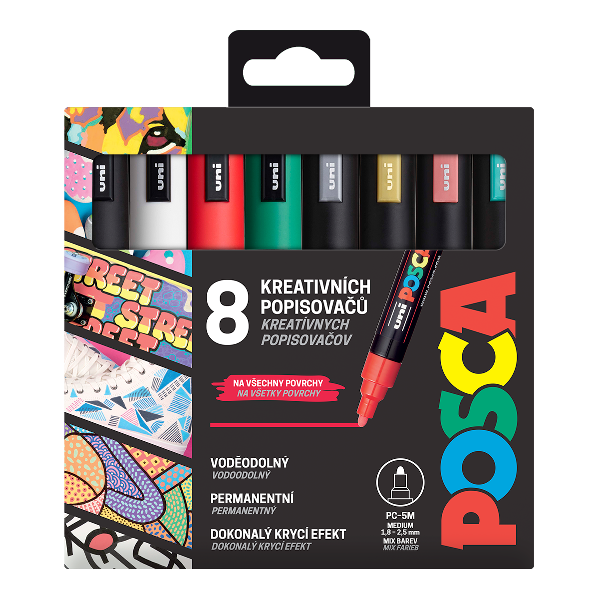 Posca set markera PC-5M CHRISTMAS, 1,8 - 2,5 mm, božićne boje - 8 kom