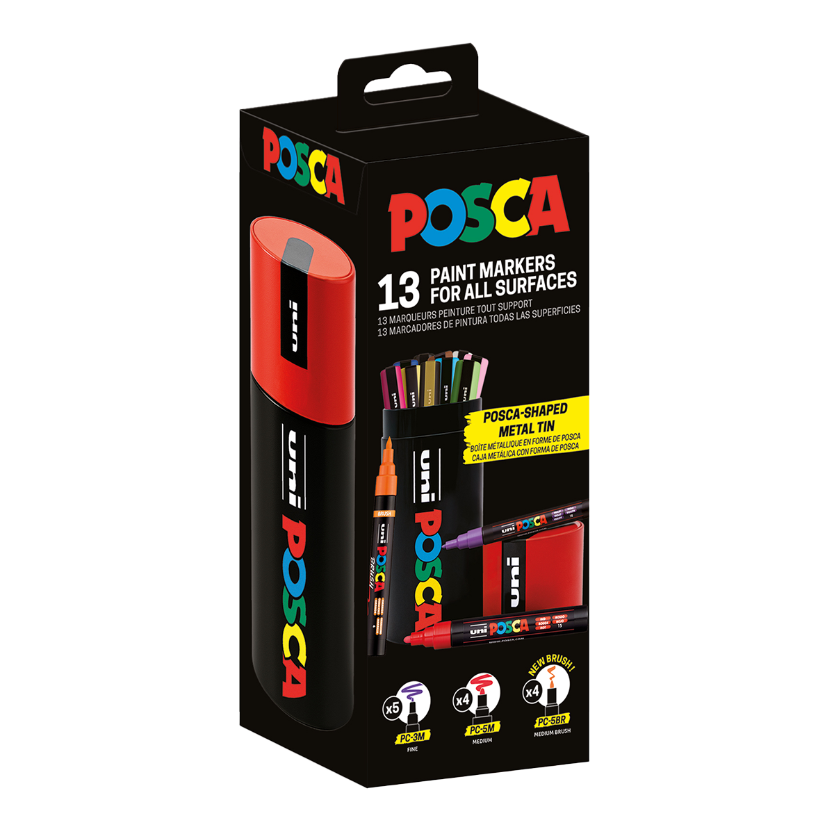 Posca kombinirani set markera u limenoj kutiji – 13 kom (PC-3M, PC-5M, PC-5BR)