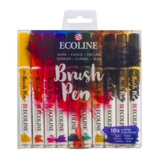 Vodene olovke Ecoline Brush Pen Dark  | Set od 10 komada